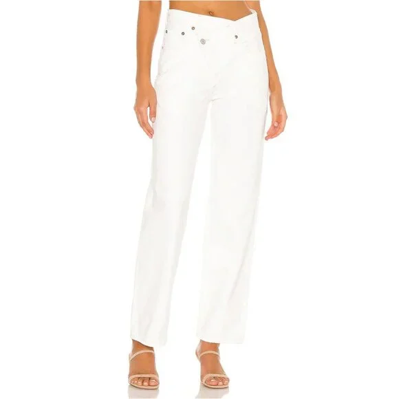 Agolde Criss Cross Upsized Organic Cotton Jean in Paste Off White Ivory - XS 24 - Picture 15 of 16